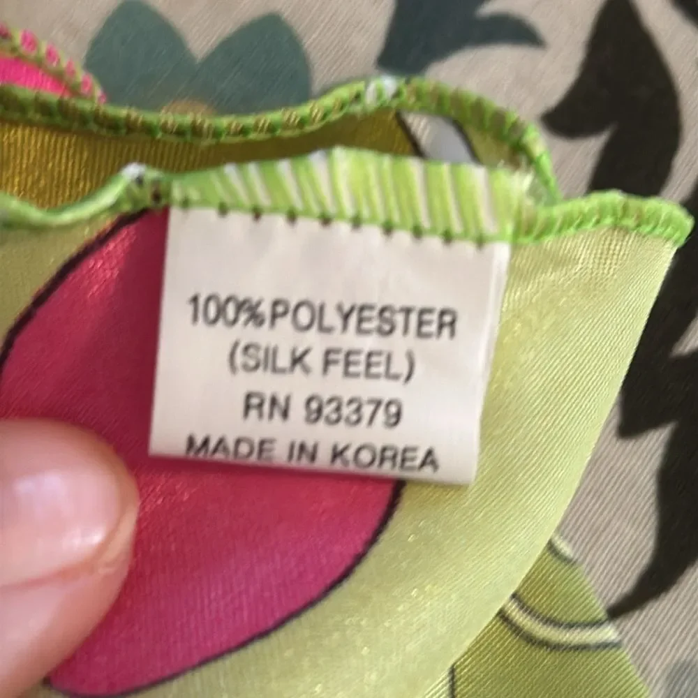 Vintage retro look green, purple, pink & white swirl print long polyester‎ scarf